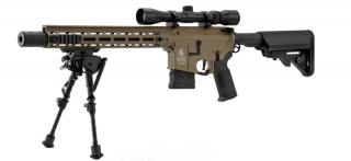 Lancer Tactical DMR LT-32 Semi - Auto Only Tan Dual - Color AEG by Lancer Tactical
